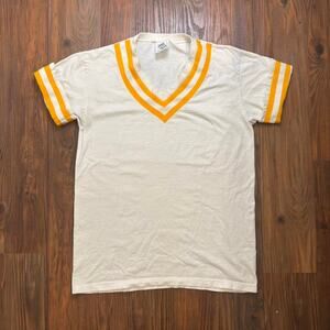 Vintage Retro White and Yellow Baseball Jersey From the 70s One Size